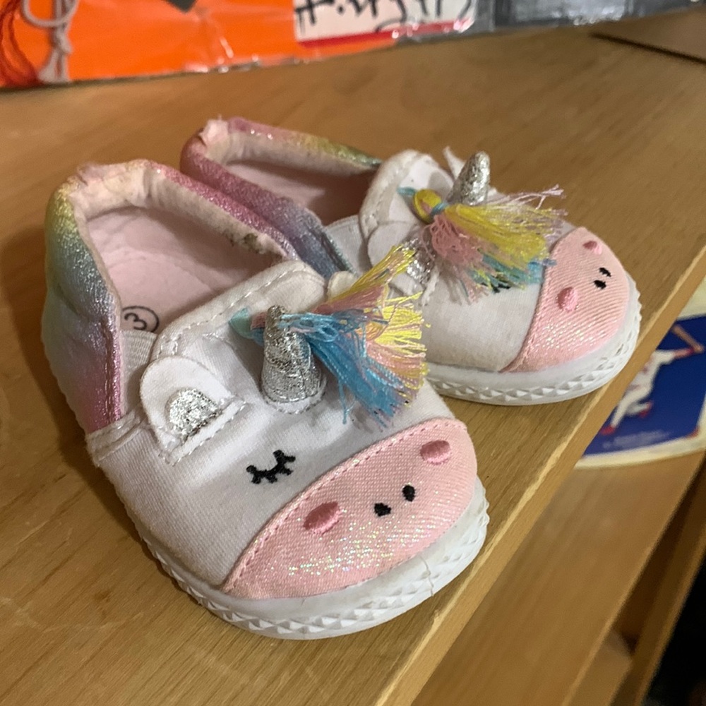 SG FOOTWEAR-baby girl’s rainbow ‘UNICORN’ fabric upper sneaker/walking shoes